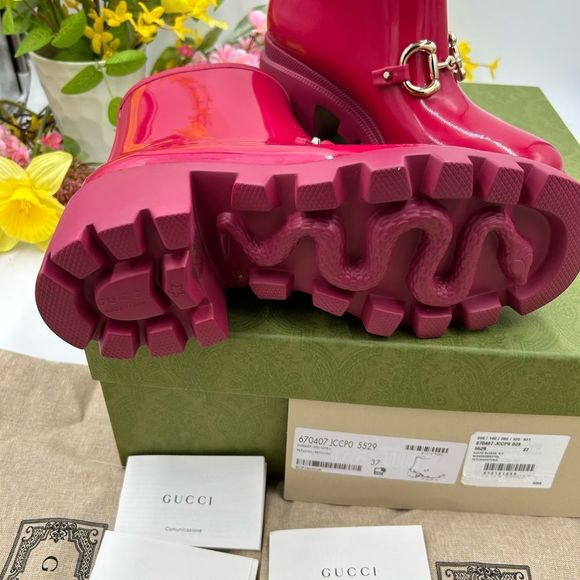 - Women’s Gucci Horsebit, accent, ankle rubber, rain boot size 37made in Italy - Picture 4 of 11